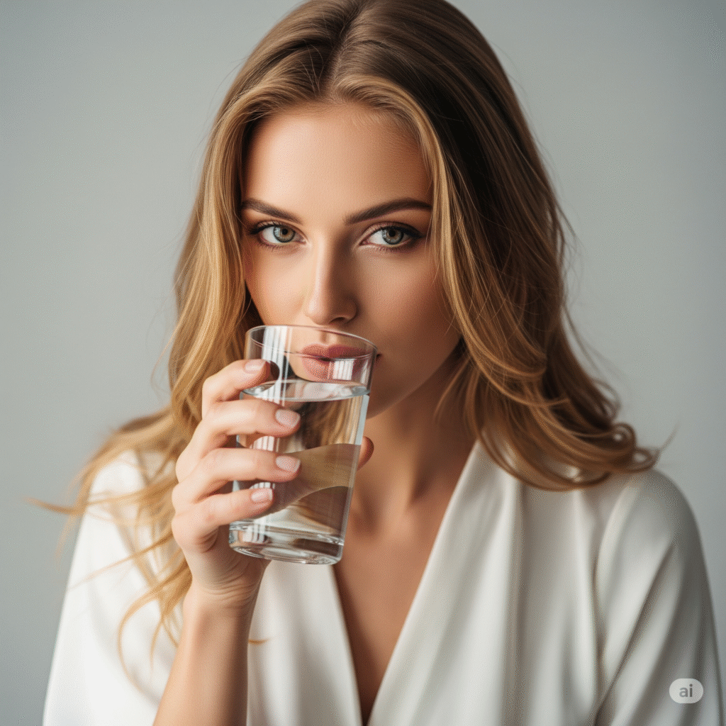 une femme boie de l'eau